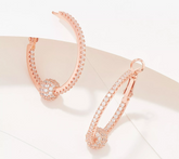 Diamonique x Lisa Freede 1-3/4" Disco Ball Hoop Earrings, Rosetone